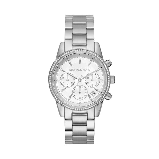 Ritz Chronograph Watch (Silver) | Michael Kors | Luby 