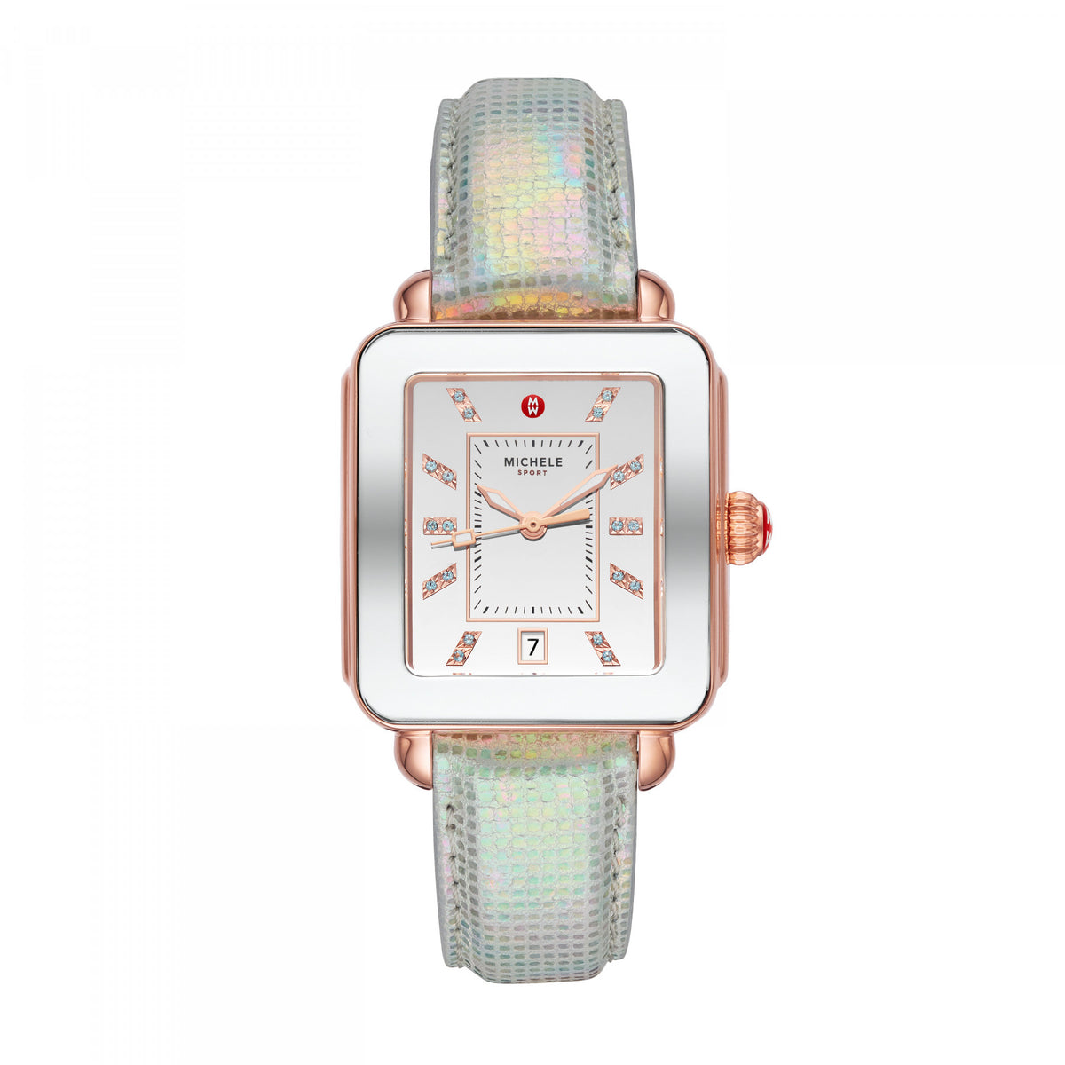 Deco Sport Pink Gold-Tone Aqua Topaz Watch | Michele | Luby 