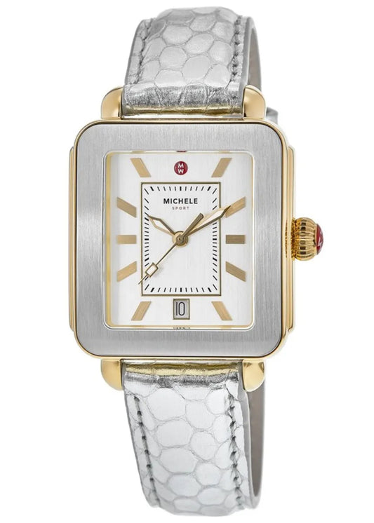 Deco Sport Gold-Tone Silver-Tone Embossed-Leather Watch | Michele | Luby 