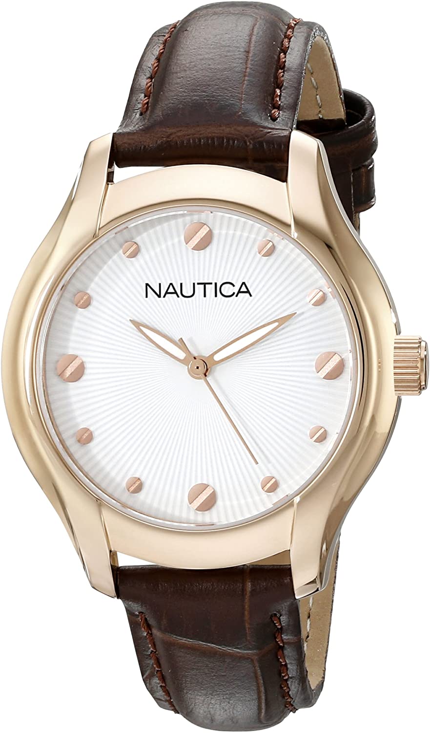 LADIES NAUTICA WHITE DIAL BROWN STRAP | Nautica | Luby 
