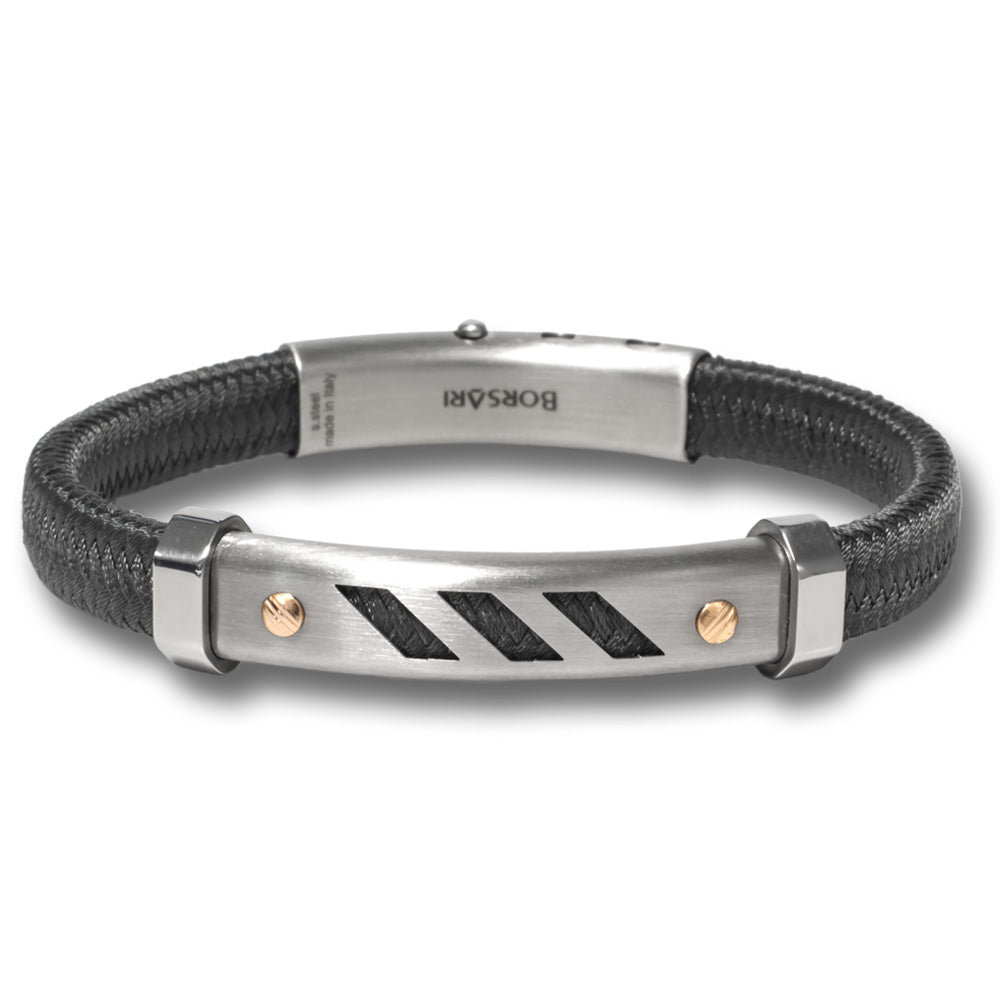 Titanium Polyester Cord Bracelet with Rose-Gold Screws | BORSARI | Luby 