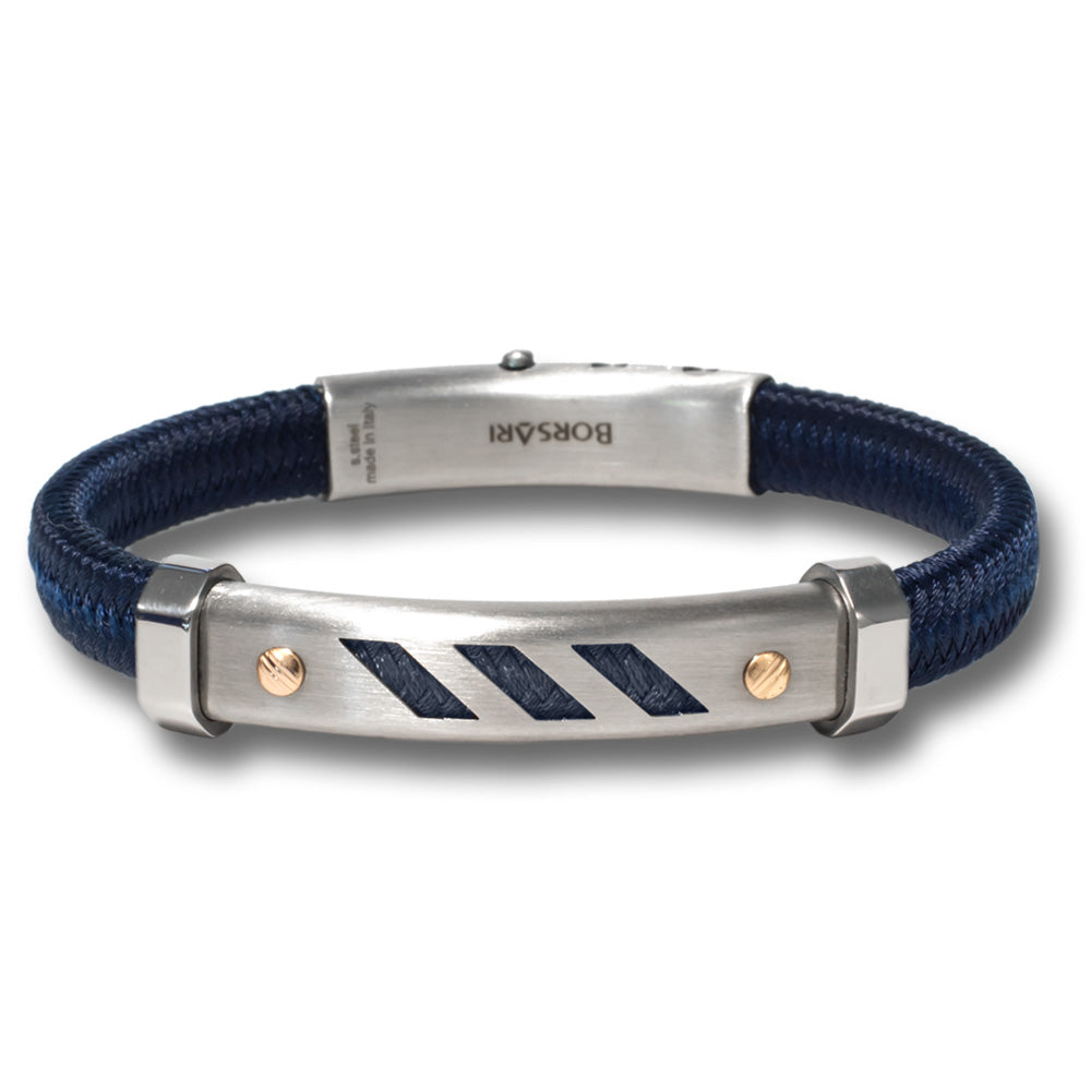 Titanium Polyester Cord Bracelet with Rose-Gold Screws | BORSARI | Luby 