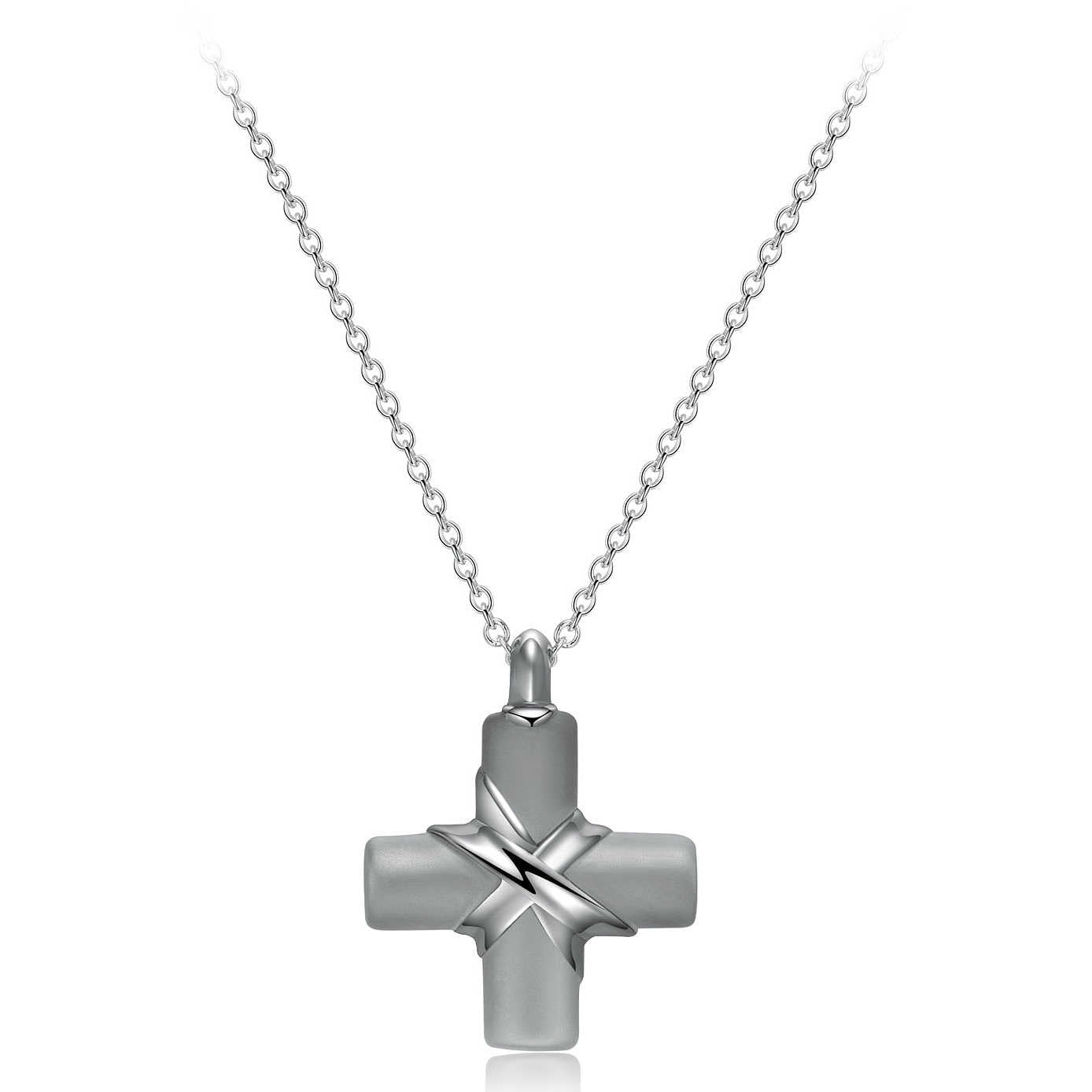 Stoneage Black CrossPendant Necklace (Silver-Black) | Brosway Italia | Luby 