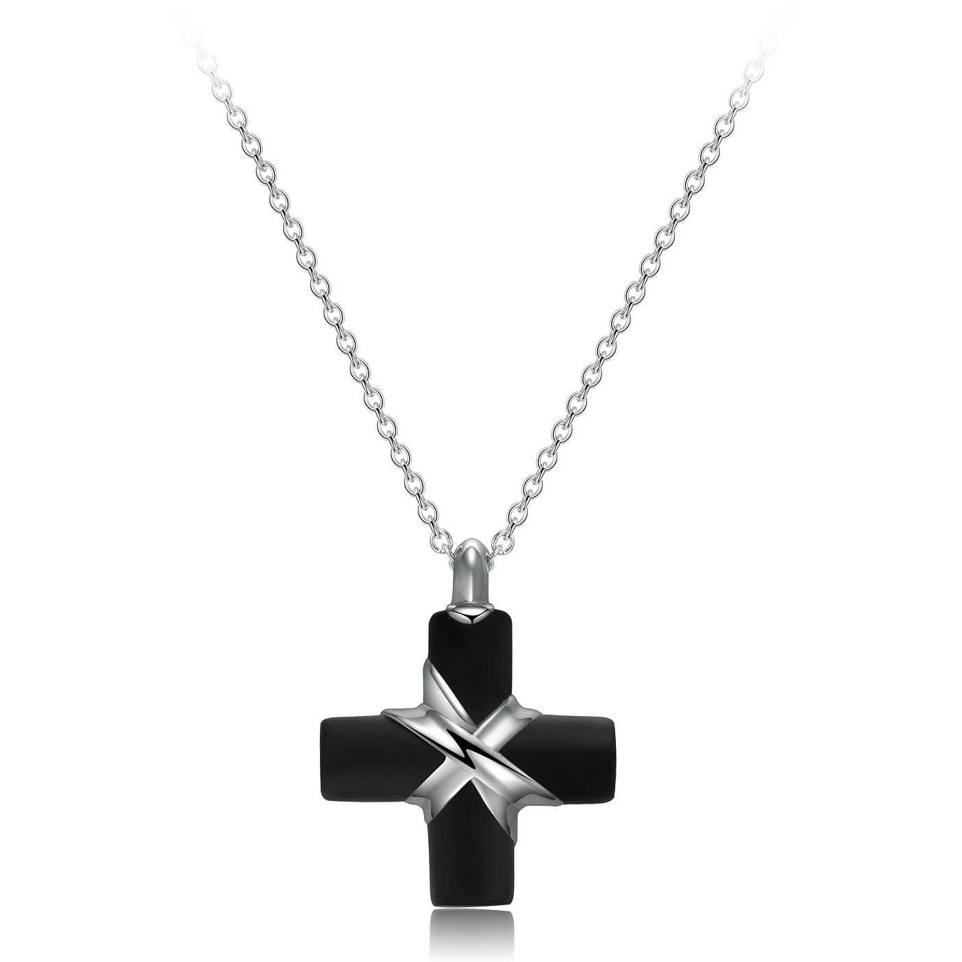 Stoneage Black CrossPendant Necklace (Silver-Black) | Brosway Italia | Luby 