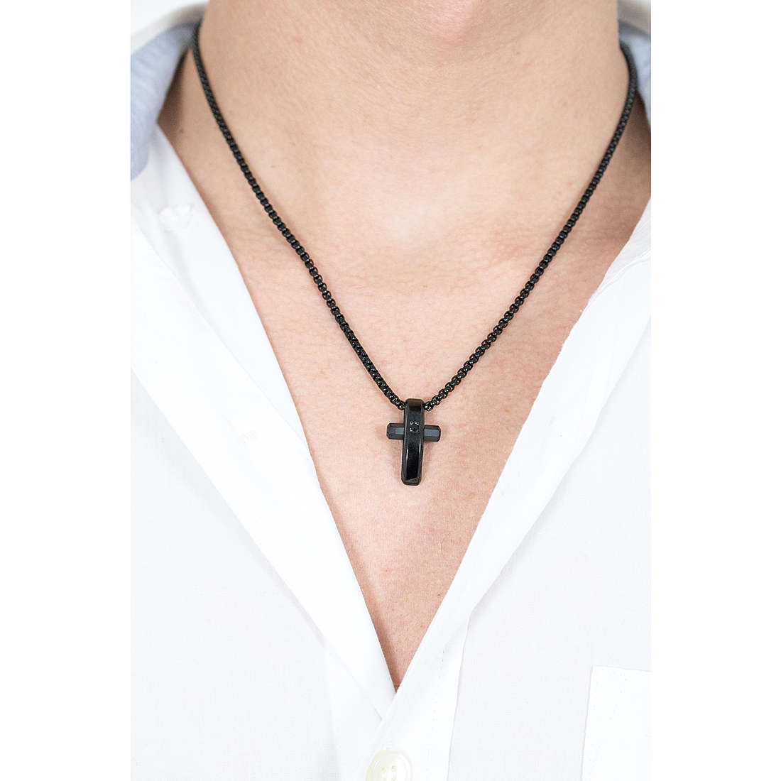 Crux Matte Black Cross Necklace | Brosway Italia | Luby 