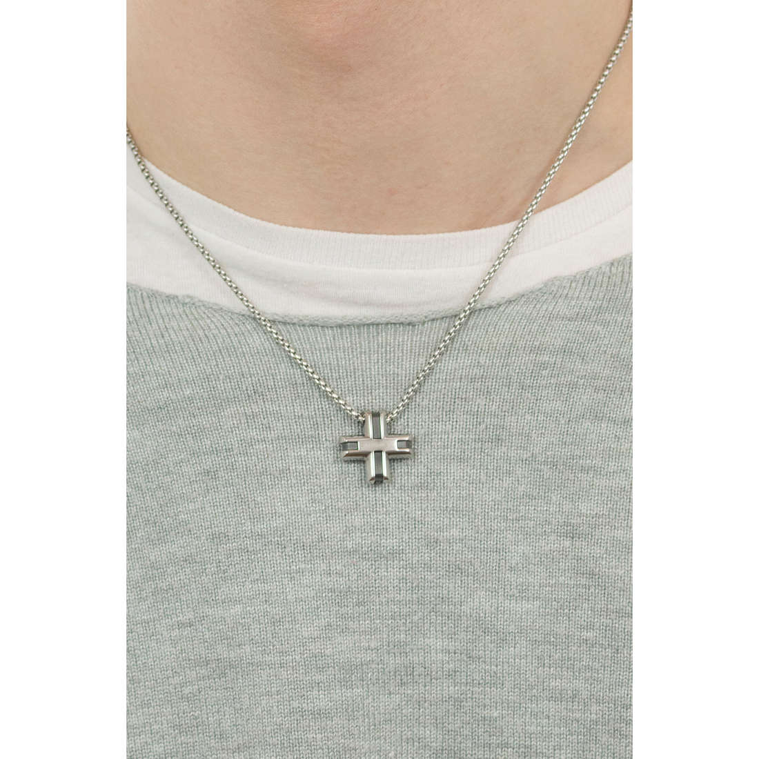 District Cross Pendant Necklace (Silver) | Brosway Italia | Luby 