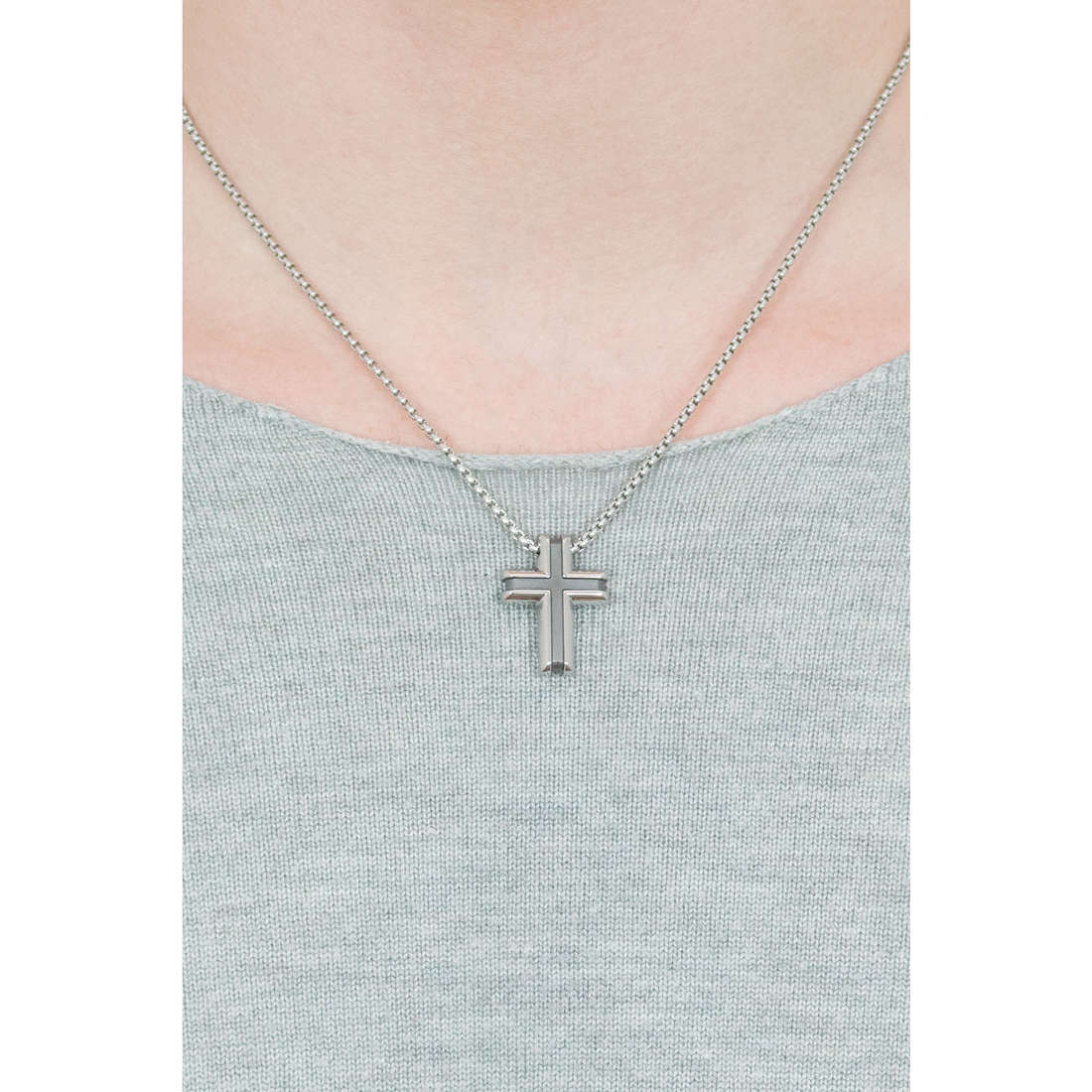 District Cross Pendant Necklace (Silver) | Brosway Italia | Luby 
