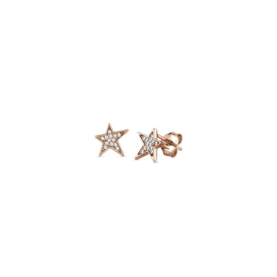 Stud Earrings with Stars & White Zirconia