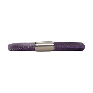 Pulsera de cuero púrpura de una sola vuelta (plata/púrpura)