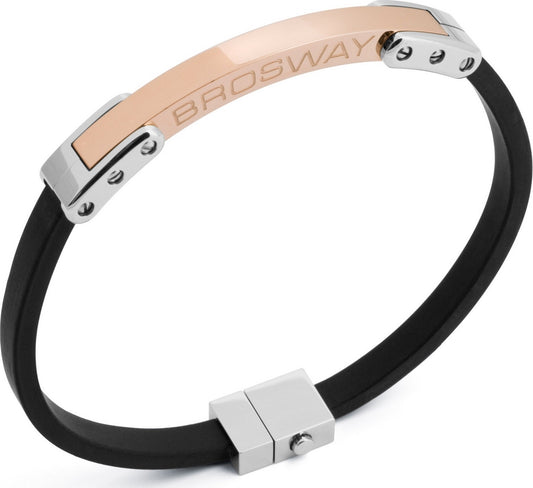 Class Black Rubber Bracelet (Silver/Rose-Gold) | Brosway Italia | Luby 