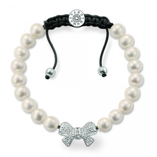 Freshwater Pearl Bow Nylon Bracelet (Silver) | Thomas Sabo | Luby 