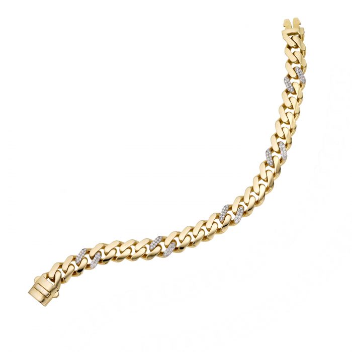 Oro de 14 quilates 9,5 mm Lite Miami Cuban con estaciones de diamantes