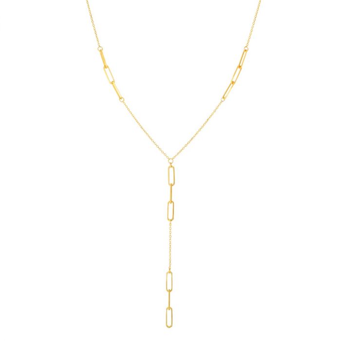 14K Gold Paperclip Lariat Necklace | Luby Gold Collection | Luby 