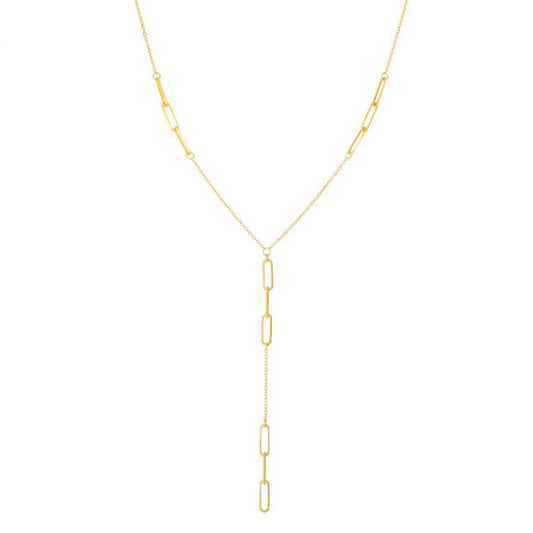 14K Gold Paperclip Lariat Necklace | Luby Gold Collection | Luby 