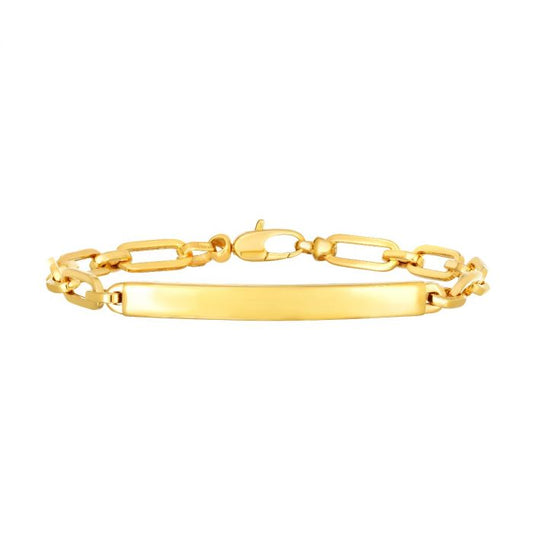 14K Gold Paperclip Chain ID Bracelet | Luby Gold Collection | Luby 