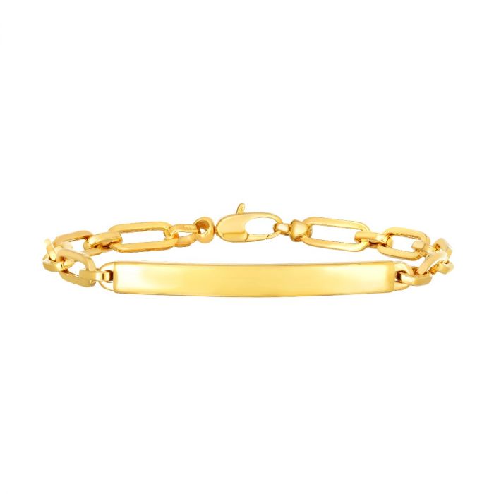 Pulsera de identificación con cadena de clip de oro de 14 quilates