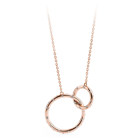 Romeo and Juliet Crystals and Steel Rings Pendant Necklace | Brosway Italia | Luby 