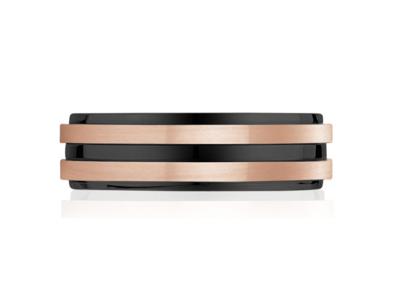 Stainless-Steel Double Striped Wedding Band Ring