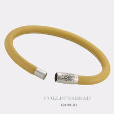 Brazalete de cuero amarillo de una sola vuelta (plata/amarillo)