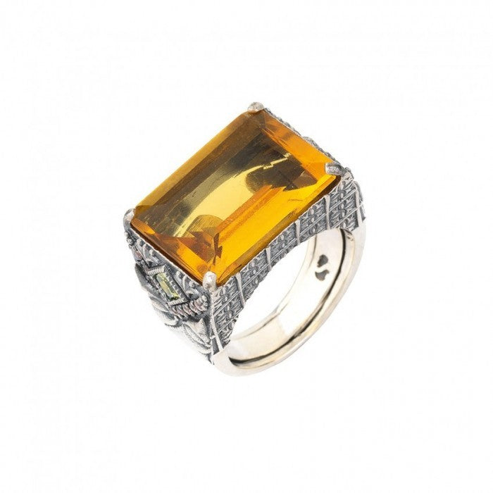 Silver Ring With Citrine And CZ | Sunfield | Luby 