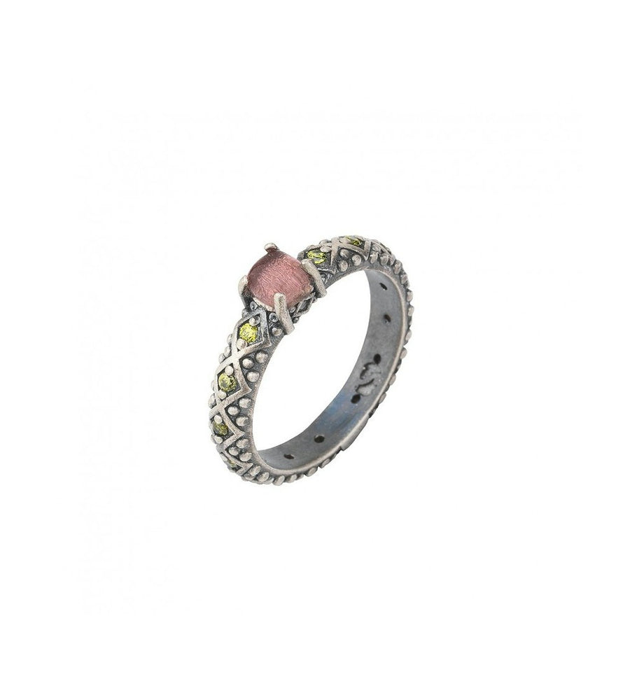 Anillos de plata con turmalina rosa y cz