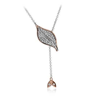 ROSE & WHITE GOLD LEAF DANGLE NECKLACE | Simon G | Luby 
