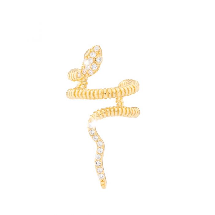 Snake Cuff Single Earring With Crystals