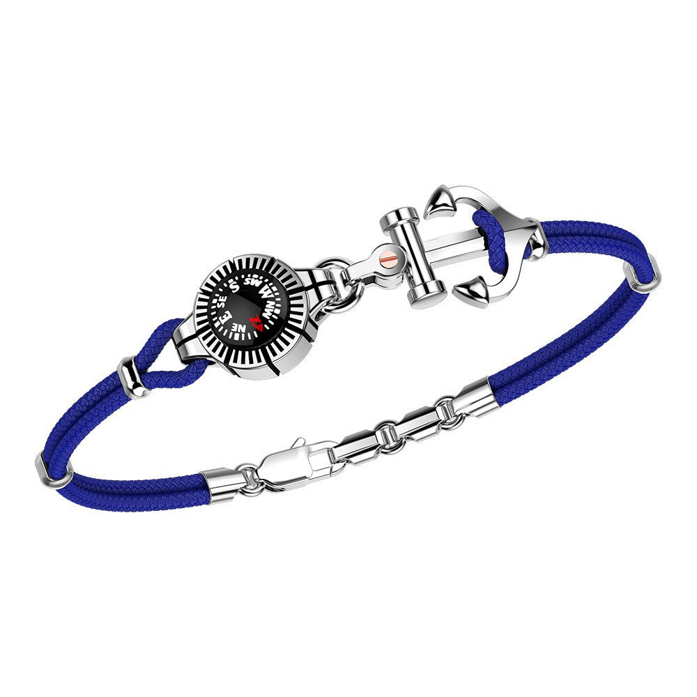 Silver Anchor and Blue Kevlar with Compass Bracelet | Zancan | Luby 