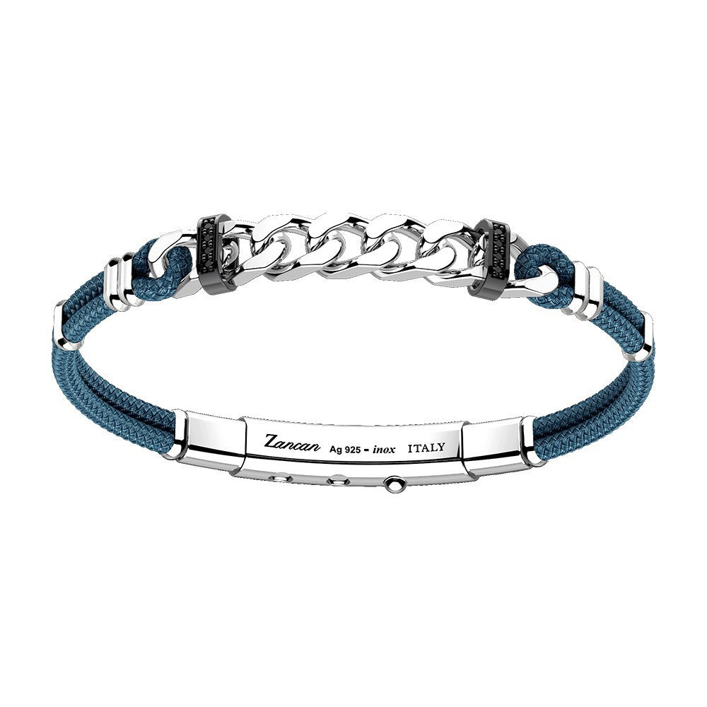 Blue Kevlar and Silver with Black Spinels Bracelet | Zancan | Luby 