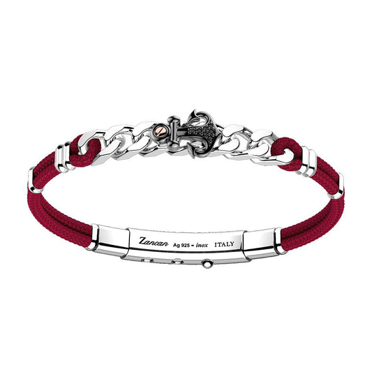 Red Kevlar and Silver with Black Spinels Bracelet | Zancan | Luby 