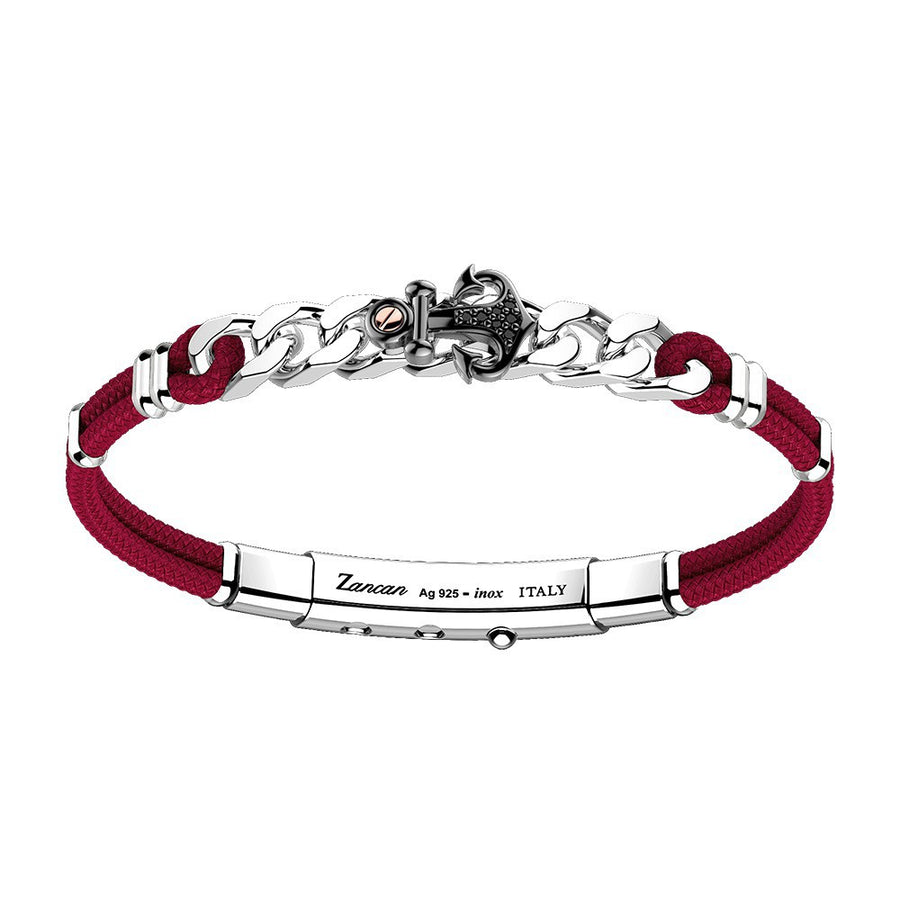 Pulsera de Kevlar Rojo y Plata con Espinelas Negras 