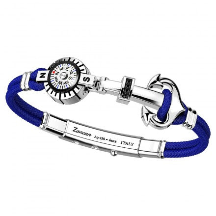 Blue Kevlar with Compass and Black Spinels Bracelet