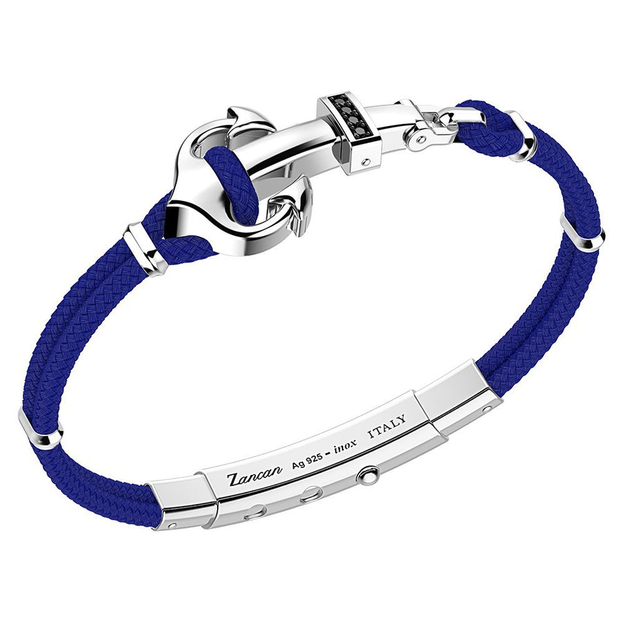 Pulsera Ancla de Plata con Espinelas Negras y Kevlar