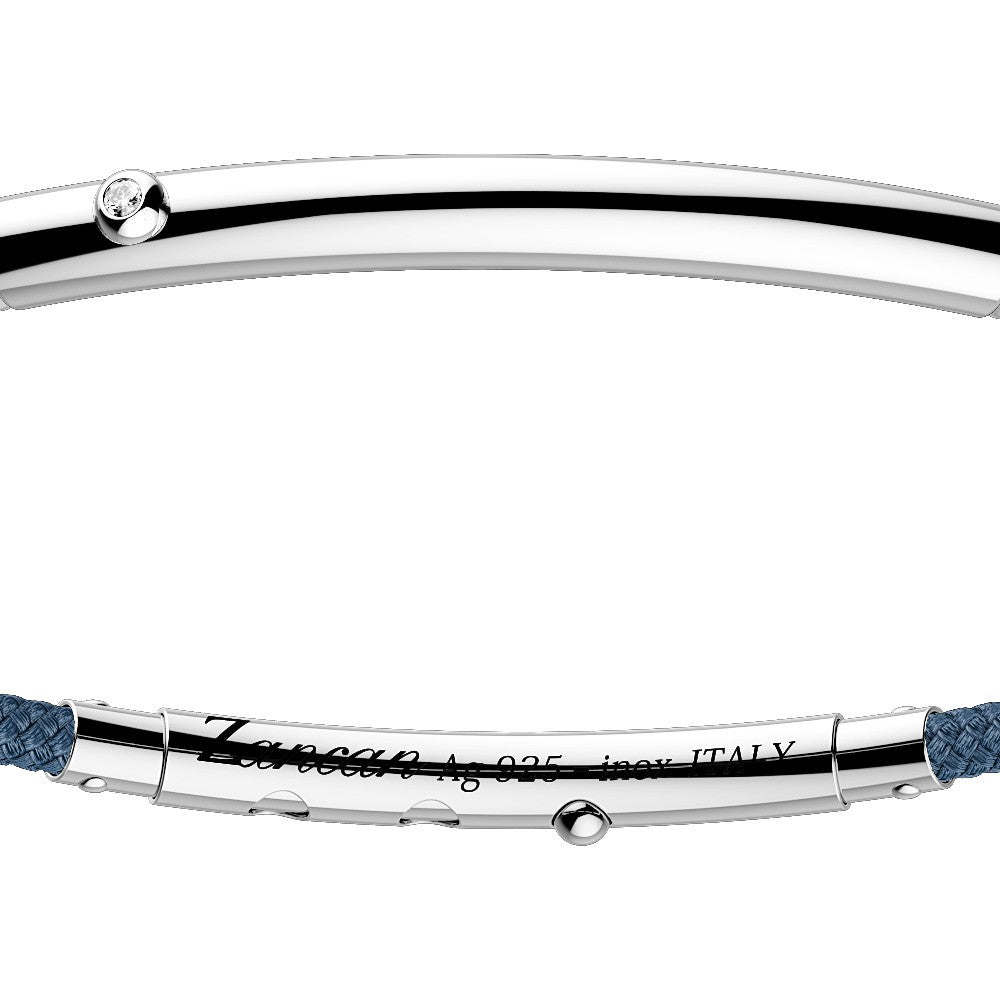 Silver and Blue Kevlar with White Sapphire Bracelet | Zancan | Luby 