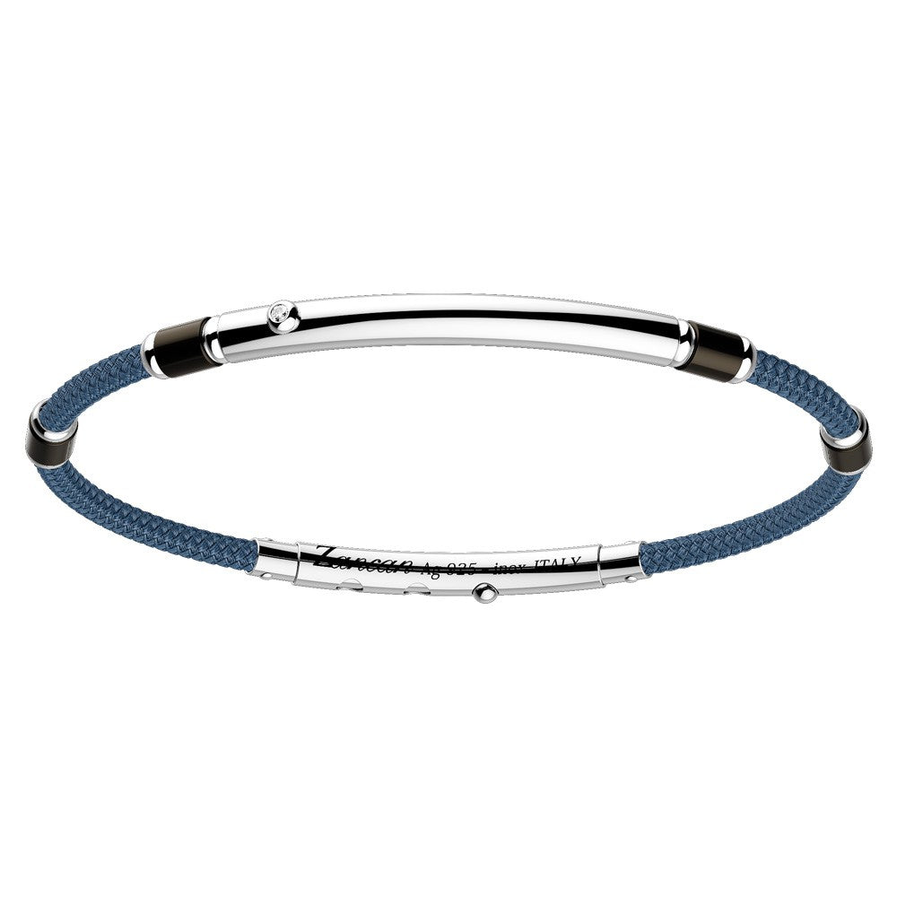 Silver and Blue Kevlar with White Sapphire Bracelet | Zancan | Luby 