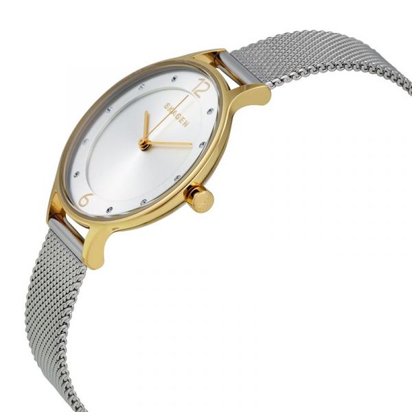 Anita Two-Tone Mesh Watch (Silver/Gold) | Skagen | Luby 