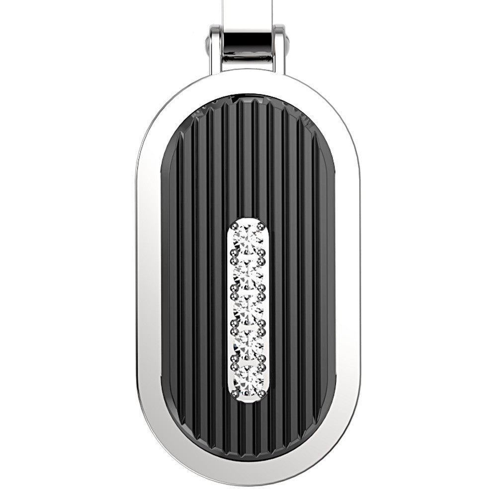Stainless-Steel Tag with Fluted Metal and White Sapphires Necklace | Zancan | Luby 