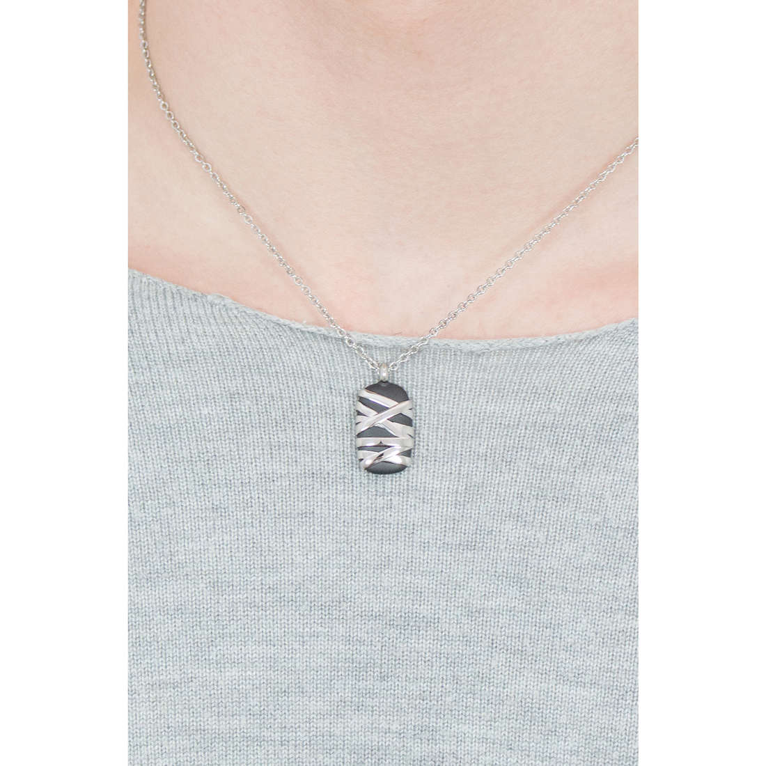 StoneAge Black Pendant Necklace (Silver-Black) | Brosway Italia | Luby 
