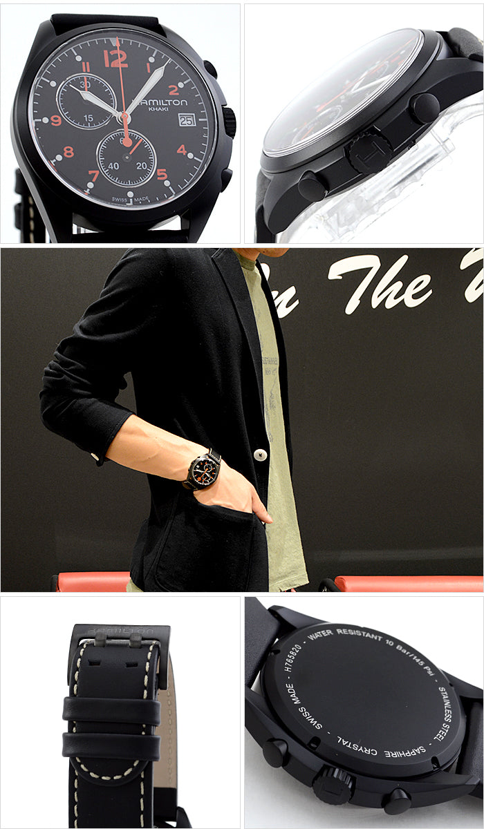 Khaki Chronograph Quartz Pilot Pioneer (Black/Orange) | Hamilton | Luby 