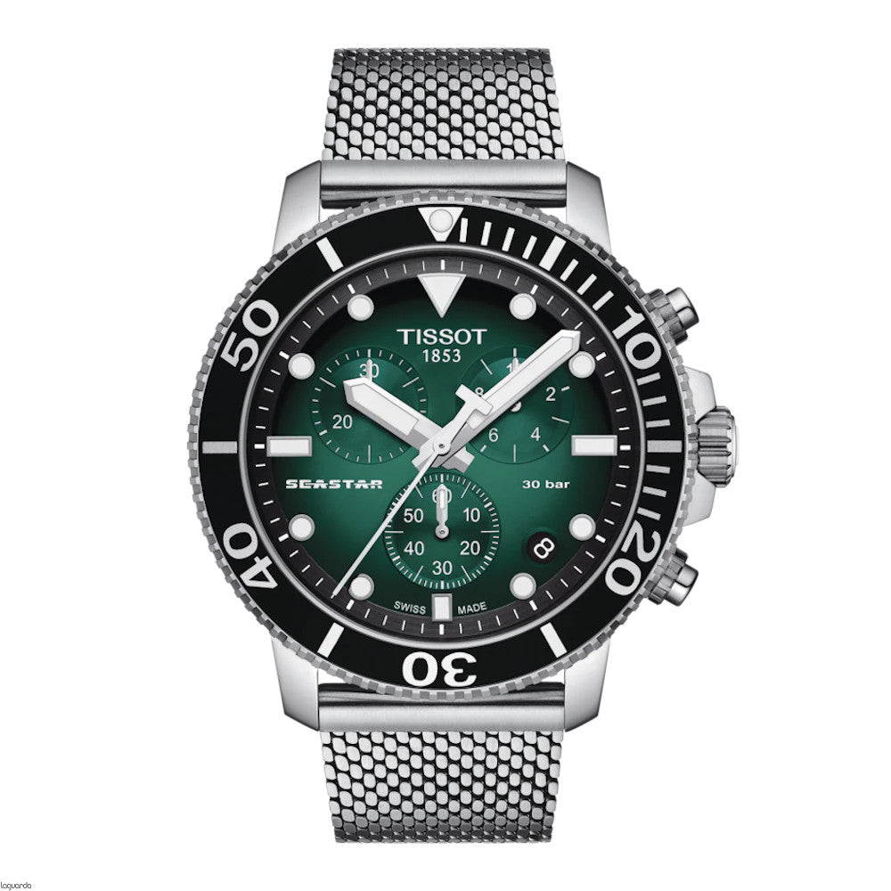 Seastar 1000 Chronograph (Silver-Green) | Tissot | Luby 