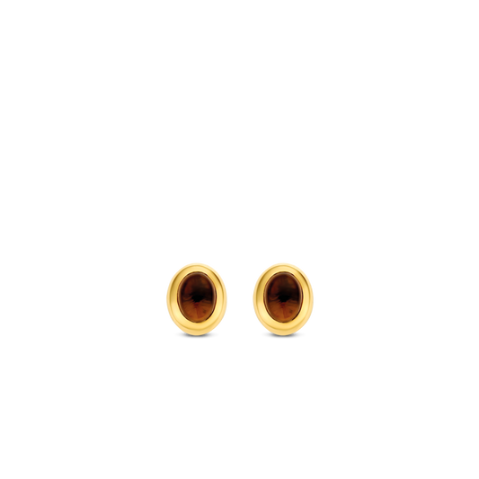 OVAL GOLD & BROWN STUDS | Ti Sento Milano | Luby 