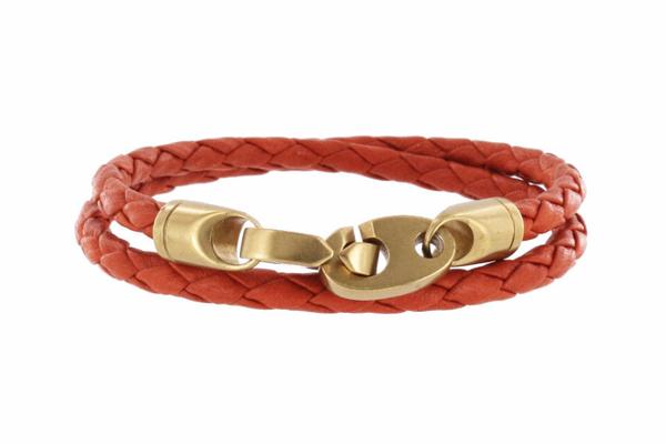 Pulsera de cuero de doble vuelta The Journey (naranja)