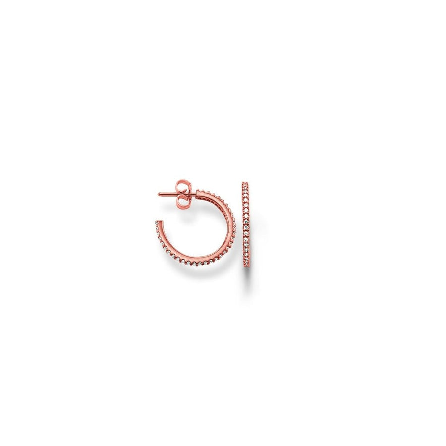 Hinged Hoop with CZ Crystals Earrings (Rose-Gold)