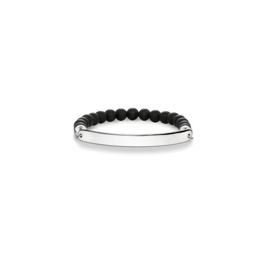 Rebel Love Bridge Obsidian Engravable Bracelet (Silver/Black) | Thomas Sabo | Luby 