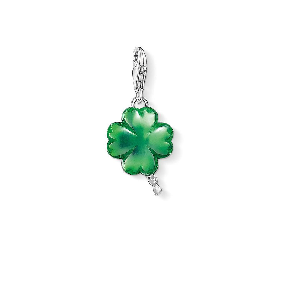 Abalorio de trébol de cuatro hojas con forma de globo (plata/verde)