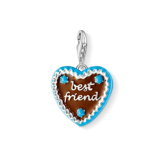 Gingerbread Heart "Best Friend" Charm (Silver/Blue) | Thomas Sabo | Luby 