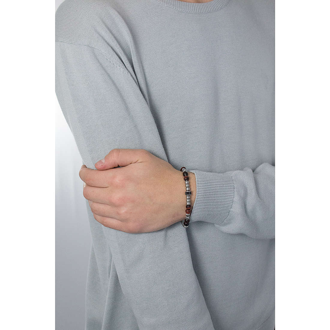 TJ Man Red Tiger's Eye Bracelet (Silver-Dark Red) | Brosway Italia | Luby 