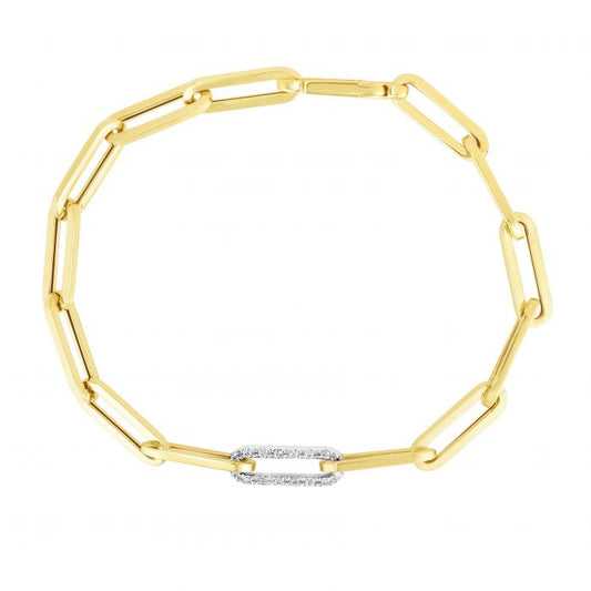 14K Gold Diamond Paperclip Bracelet | Luby Gold Collection | Luby 