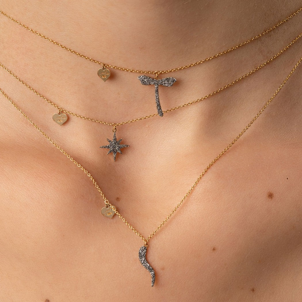 Dragonfly Gold Diamond Dust Necklace | Rebecca | Luby 