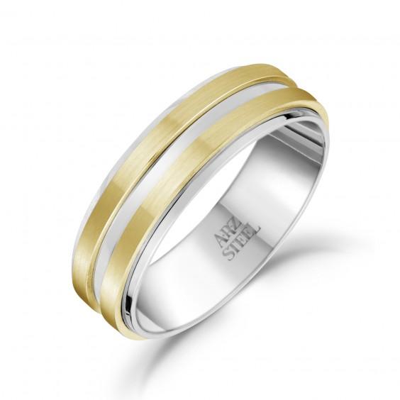 Stainless-Steel Double Striped Wedding Band Ring | ARZ Steel | Luby 